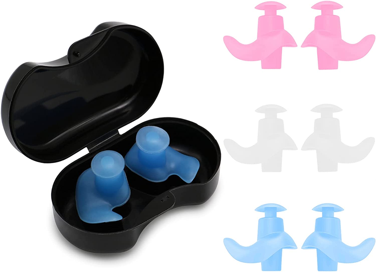 Kids Swimming Ear Plugs, 3 Pairs Professional Waterproof Reusable Silicone Earplugs Swimming Earplugs for Swimming Surfing Snorkeling Showering Bathing Suitable for 5-14 Years Old Kids

